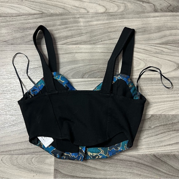 Zara Blue Embroidered Bustier Cropped Corset Top Women’s Size Small - Picture 6 of 8